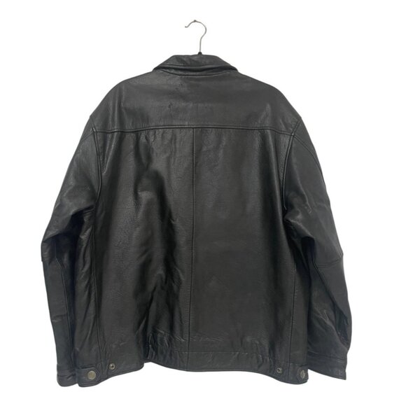 Vintage Mens Motorcycle Biker Leather Jacket cafe Size L Black Full Zip 90s - Picture 2 of 7